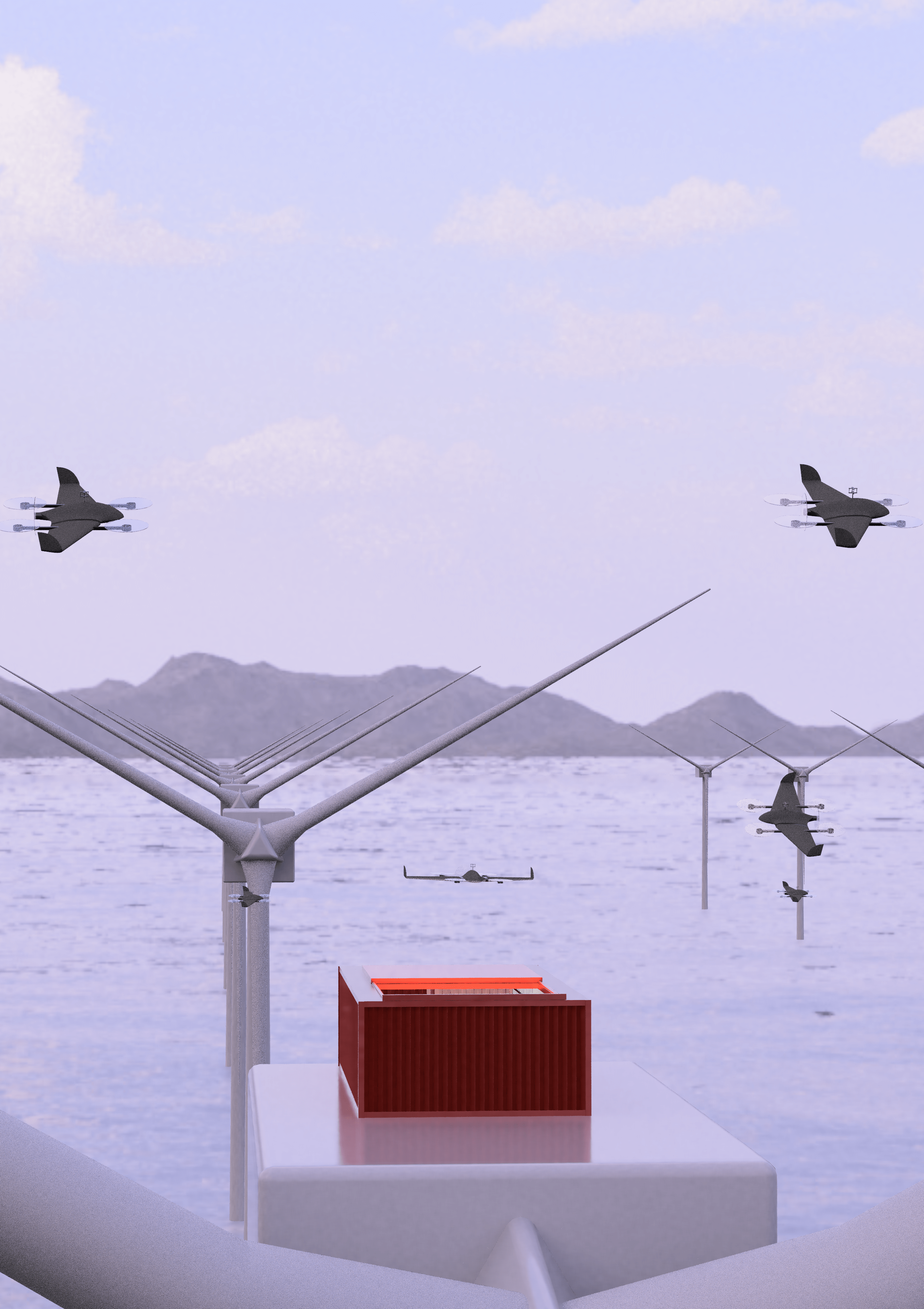 Swarm of drones performing in a wind farm